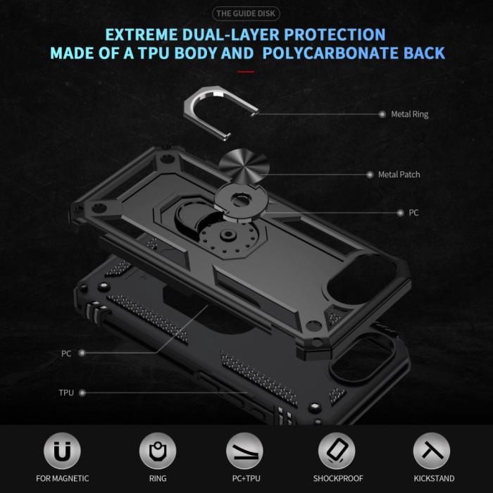 Bild 5,  iPhone 17e / 16e Skal Shockproof Hybrid Ring Svart