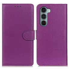  Motorola Moto G200 Fodral Litchi L&auml;der Lila