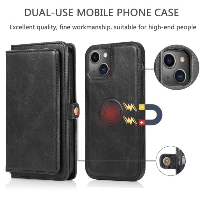 Bild 2,  iPhone 14 2in1 Flerfack Magnet Fodral / Skal Svart