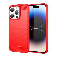  iPhone 15 Pro Max Skal Borstad St&aring;l Textur R&ouml;d