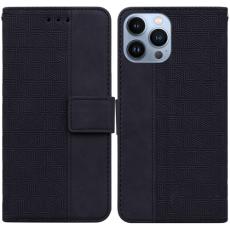  iPhone 14 Pro Max Fodral Geometrisk L&auml;der Svart