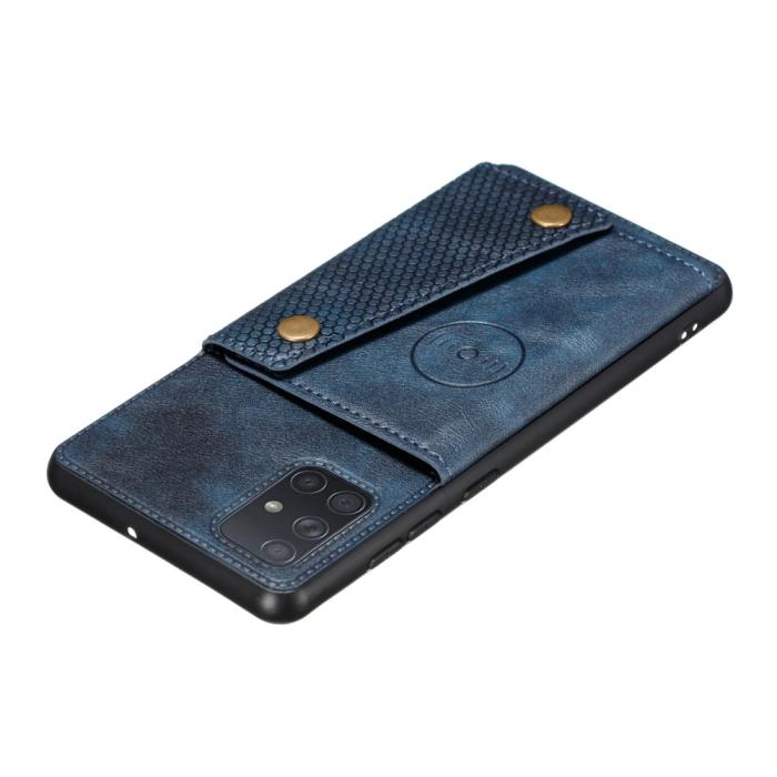 Bild 3,  Samsung Galaxy A52 / A52s - Läder Skal Med Kortfack Och Magnet - Blå