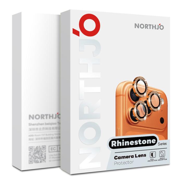 Bild 5, NORTHJO NORTHJO iPhone 18 Pro/18 Pro Max Linsskydd Strass Svart