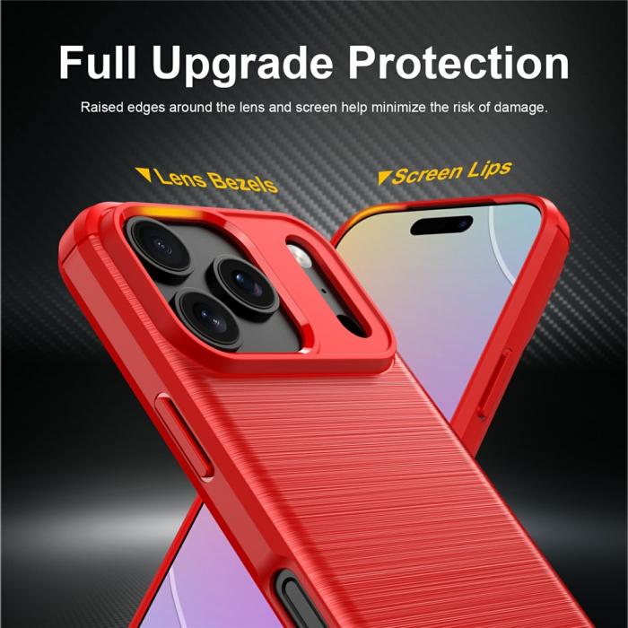 Bild 3,  iPhone 18 Pro Max/17 Pro Max Skal Kolfiber Textur Röd