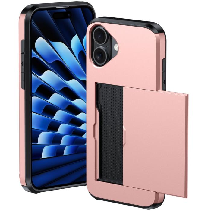 Bild 2,  iPhone 16 Plus Skal Hybrid Med Kortfack Röd