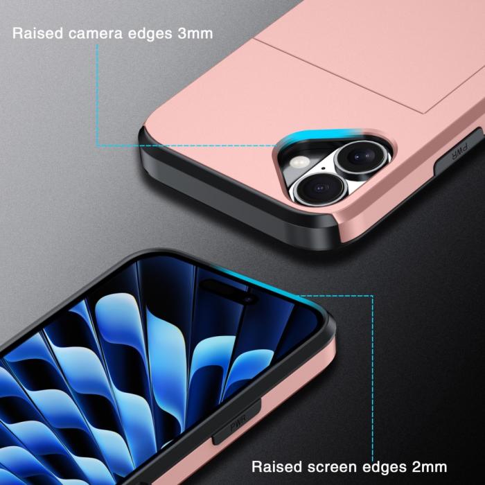 Bild 4,  iPhone 16 Plus Skal Hybrid Med Kortfack Röd