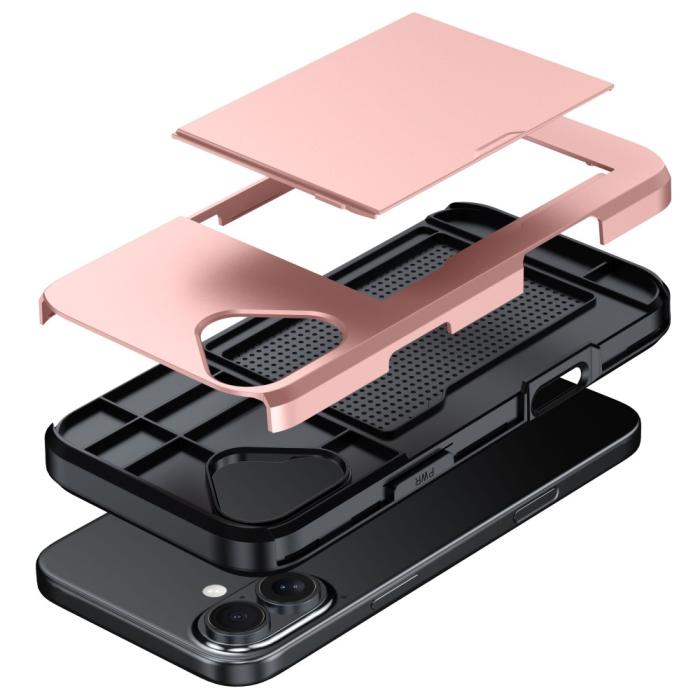 Bild 5,  iPhone 16 Plus Skal Hybrid Med Kortfack Röd