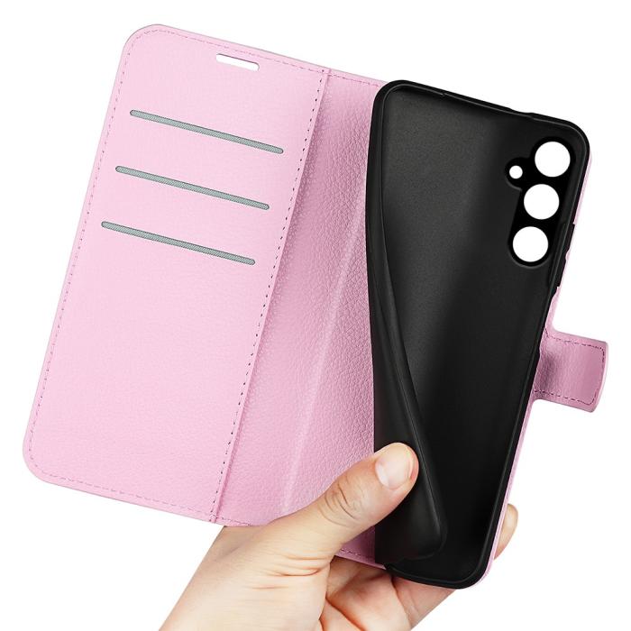 Bild 4,  Samsung Galaxy A15 5G Fodral Litchi Läder Ljus Rosa