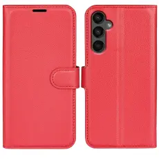  Samsung Galaxy A15 5G Fodral Litchi L&auml;der R&ouml;d