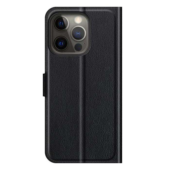 Bild 6,  iPhone 13 Pro Fodral Litchi Läder Svart