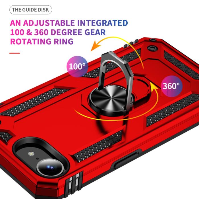 Bild 4,  iPhone 17e / 16e Skal Shockproof Hybrid Ring Röd