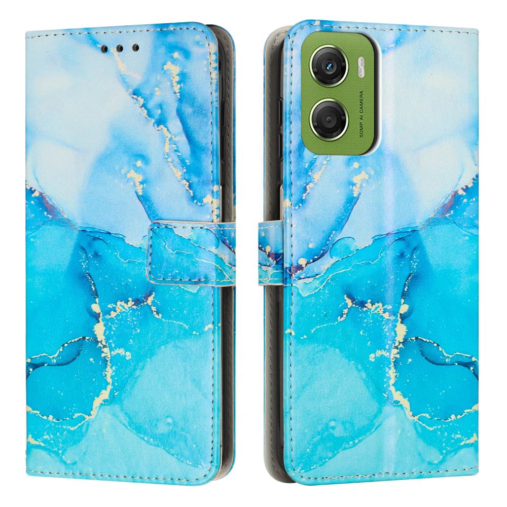  Motorola Moto G06 / G06 Power Fodral läder Marmor Blå/Grön