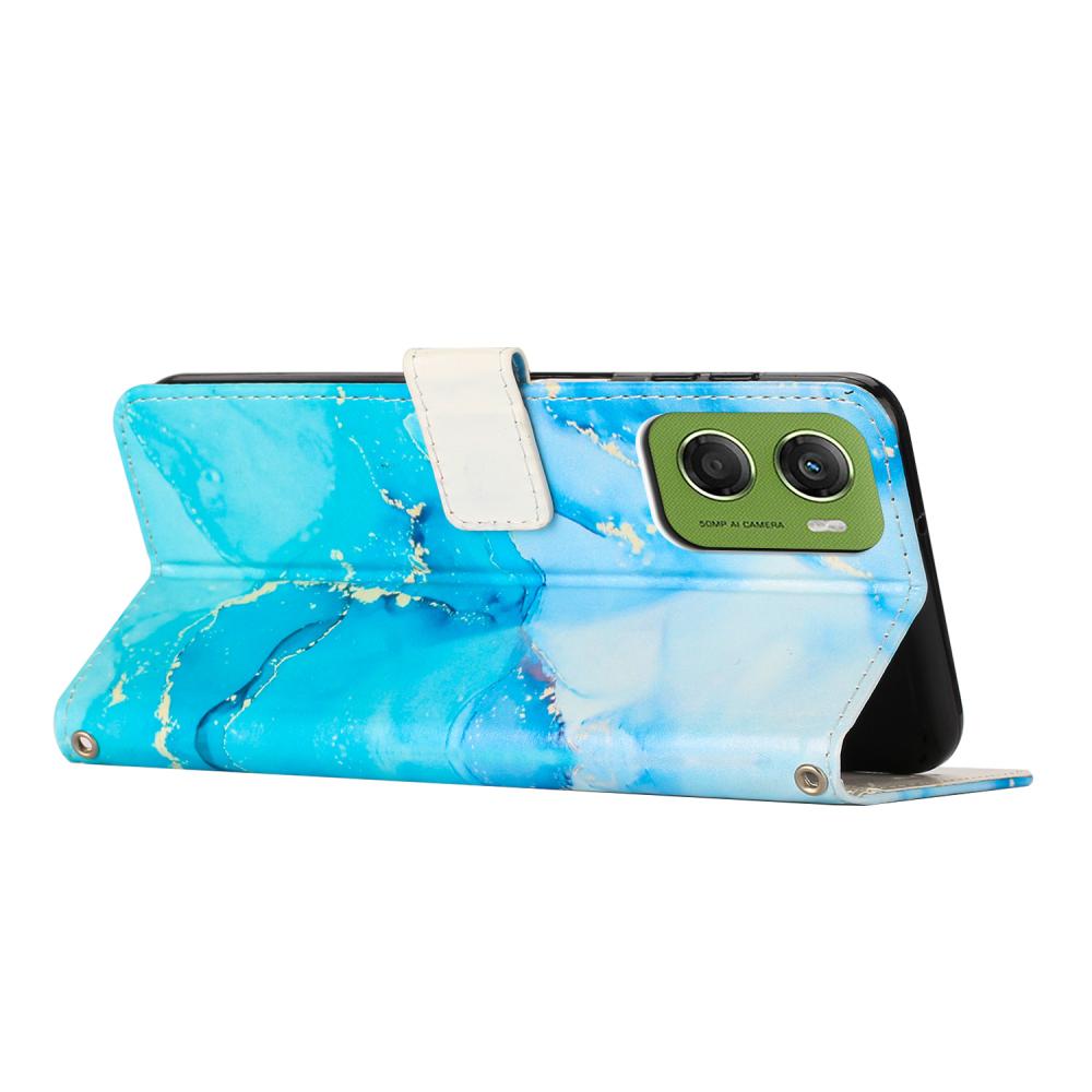  Motorola Moto G06 / G06 Power Fodral läder Marmor Blå/Grön