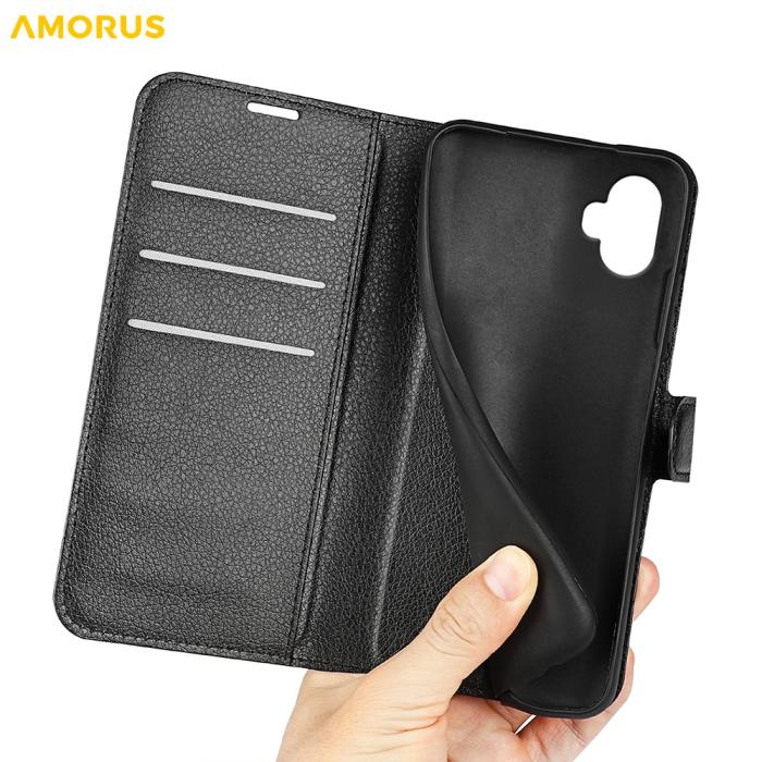 Bild 5, AMORUS AMORUS Samsung Galaxy Xcover 7 Pro Fodral Litchi Läder Svart