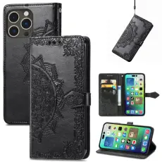  iPhone 15 Pro Max Fodral Mandala L&auml;der Svart
