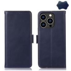  iPhone 15 Pro Fodral &Auml;kta L&auml;der Crazy Horse Bl&aring;