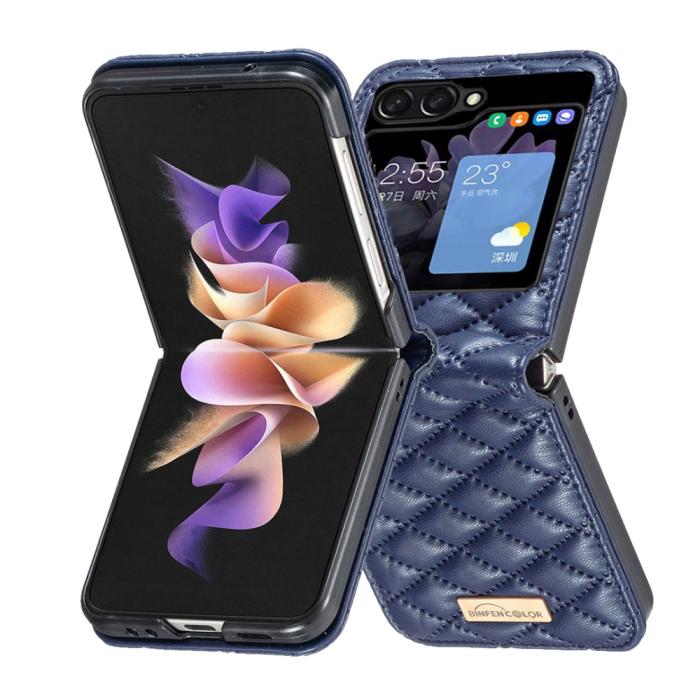 Bild 4, BINFEN BINFEN Galaxy Z Flip 5 Skal Diamond Textur Blå