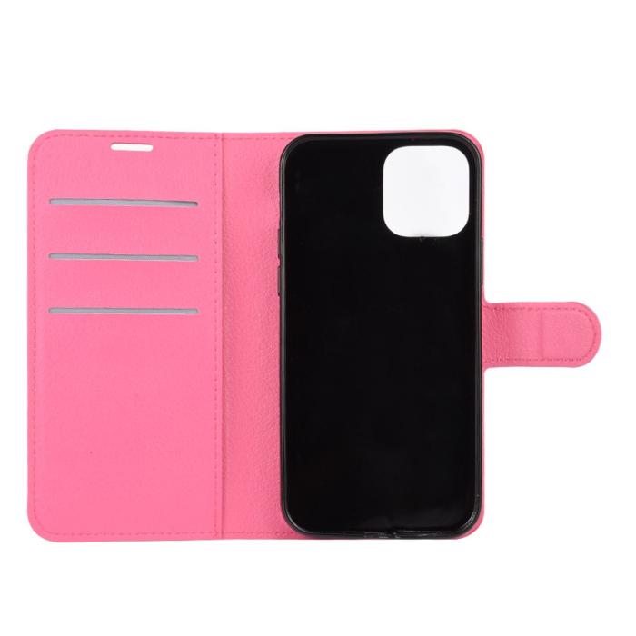 Bild 4,  iPhone 12 Pro Max - Litchi Fodral - Rosa