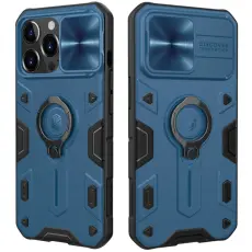 NILLKIN iPhone 13 Pro Max - NILLKIN CamShield Armor Hybrid Ring Skal - Bl&aring;