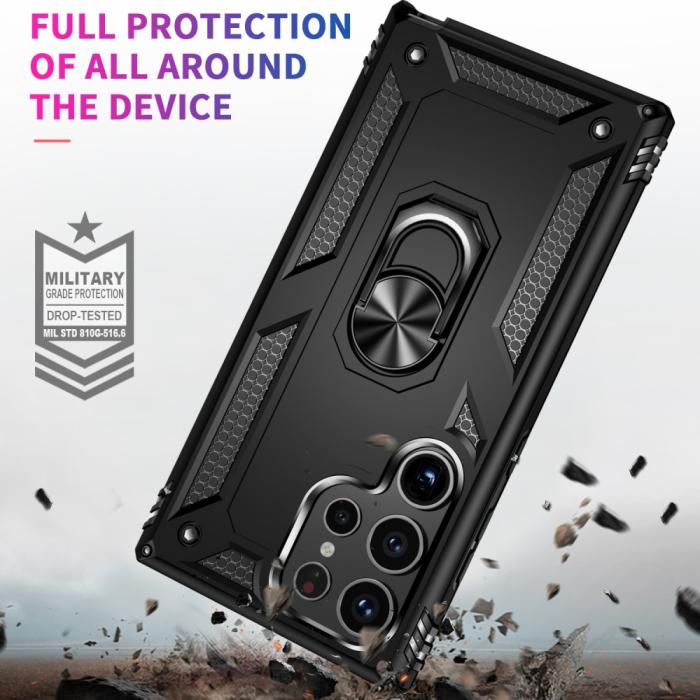 Bild 2,  Samsung Galaxy S24 Ultra Skal Ring Hybrid Armor Svart