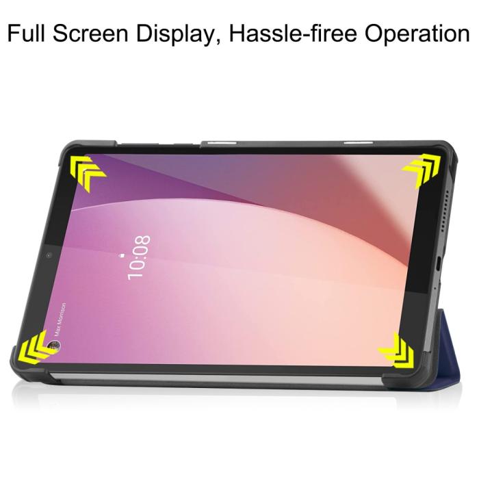 Bild 3,  Lenovo Tab M8 (Gen 4) Fodral Tri-Fold Läder Blå