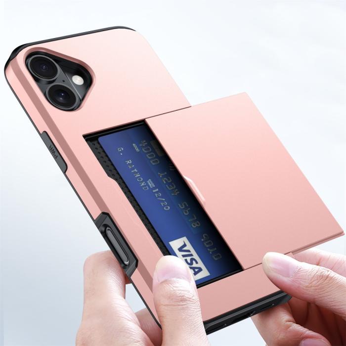 Bild 6,  iPhone 16 Plus Skal Hybrid Med Kortfack Röd