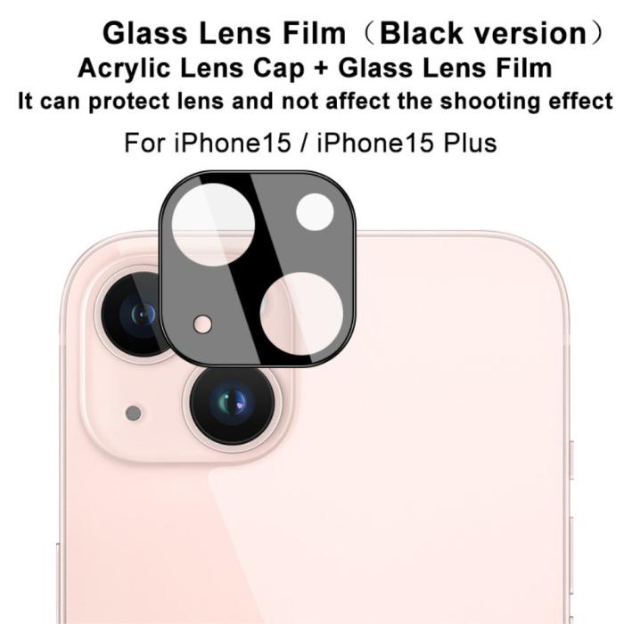 Bild 3, IMAK IMAK iPhone 15 / 15 Plus Linsskydd Akryl/Härdat Glas Svart