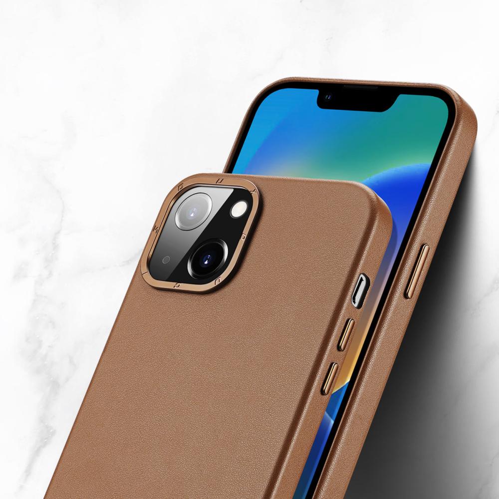 DUX DUCIS DUX DUCIS iPhone 14 Plus Skal MagSafe Grit Läder Brun
