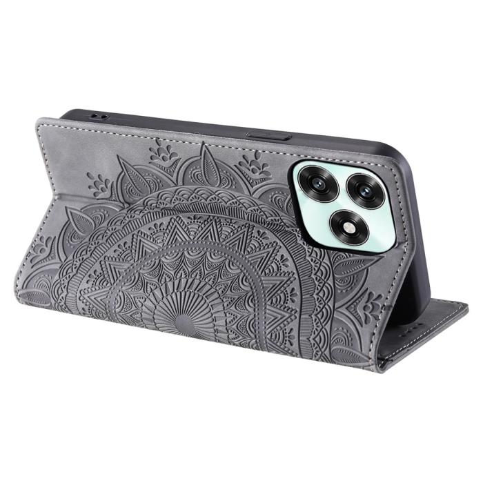 Bild 4,  Honor X5c Plus Fodral Flip Mandala Läder Grå
