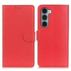  Motorola Moto G200 Fodral Litchi L&auml;der R&ouml;d