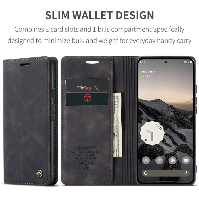 Bild 2, CASEME CASEME Google Pixel 10/10 Pro / 9/9 Pro Fodral Flip Retro Läder