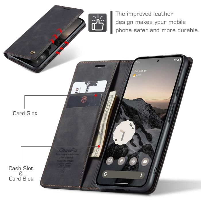 Bild 3, CASEME CASEME Google Pixel 10/10 Pro / 9/9 Pro Fodral Flip Retro Läder