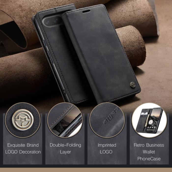 Bild 4, CASEME CASEME Google Pixel 10/10 Pro / 9/9 Pro Fodral Flip Retro Läder
