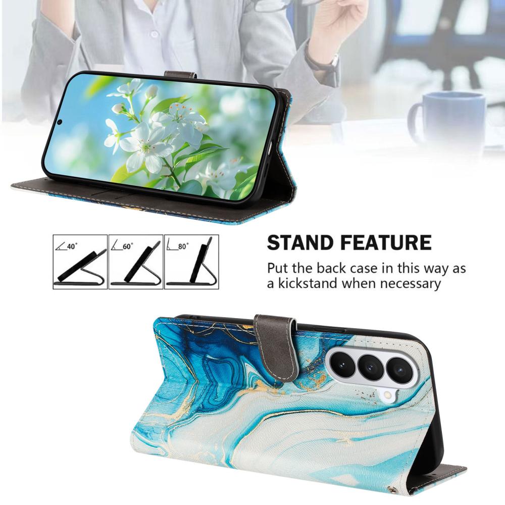  Samsung Galaxy S26 Fodral Med Tryck Blå Marmor