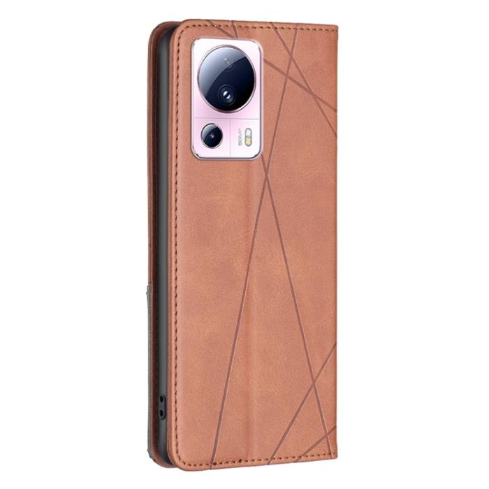 Bild 3,  Xiaomi 13 Lite 5G Fodral Geometriskt Flip Läder Brun