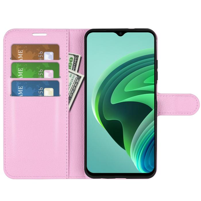 Bild 2,  Xiaomi Redmi 10 5G Fodral Litchi Läder Ljus Rosa