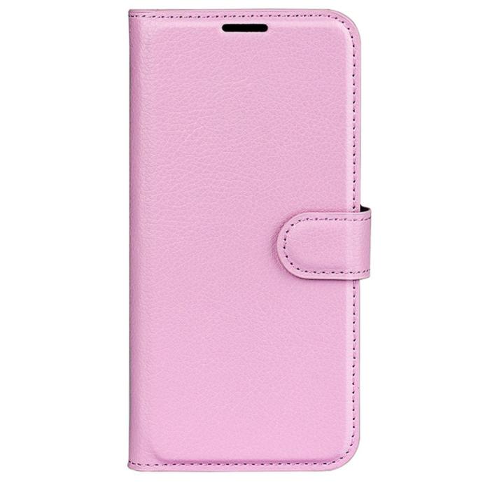 Bild 5,  iPhone 16 Fodral Litchi Textur Läder Ljus Rosa