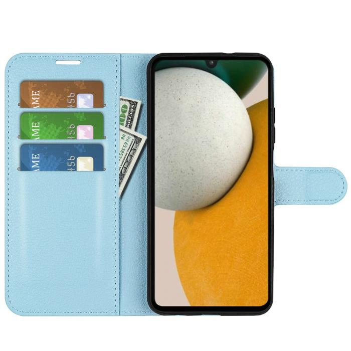 Bild 2,  Samsung Galaxy A15 5G Fodral Litchi Läder Ljus Blå