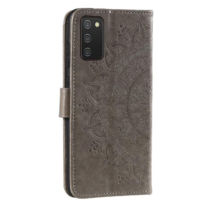 Bild 4,  Samsung Galaxy A03s Fodral Mandala Läder Grå
