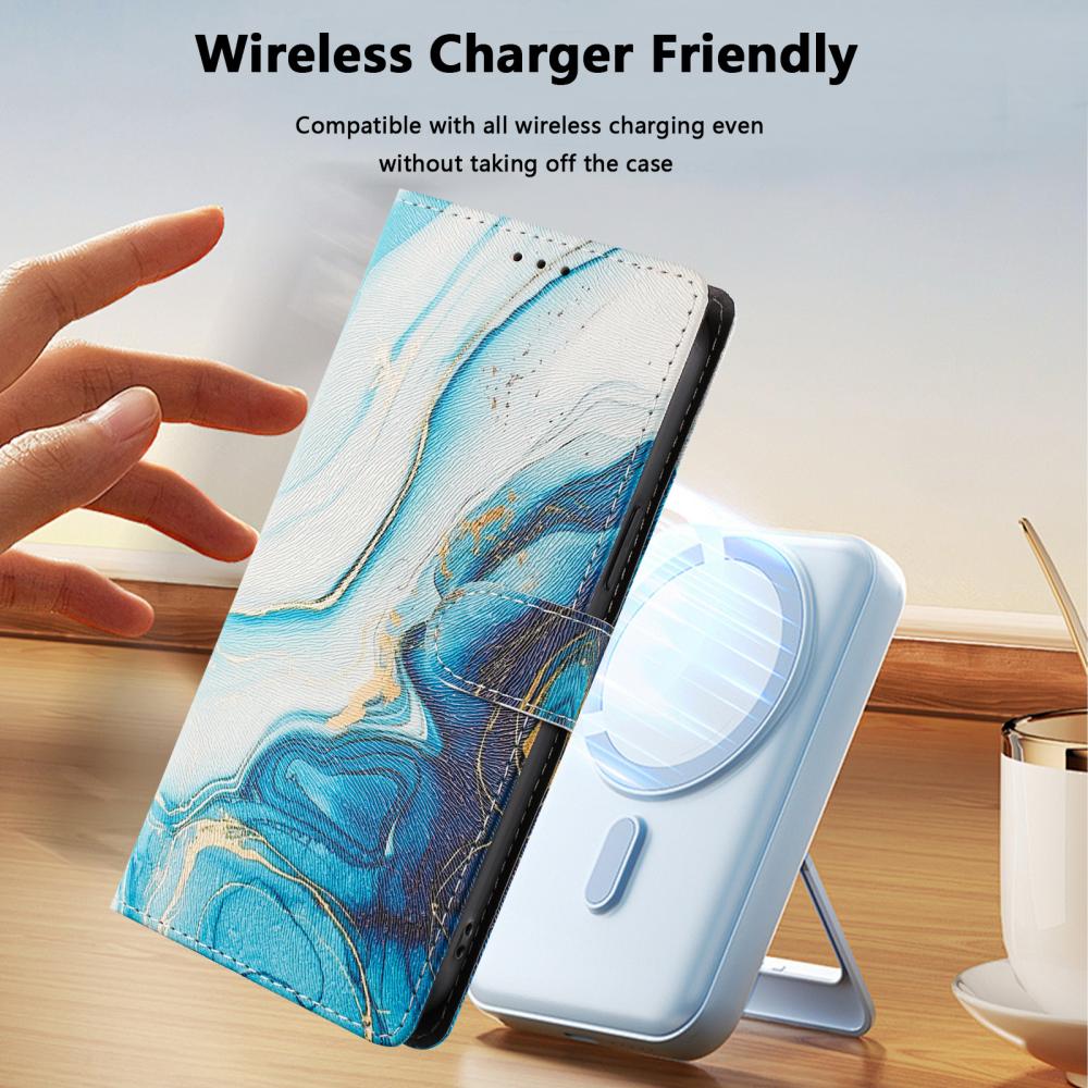  Samsung Galaxy S26 Fodral Med Tryck Blå Marmor