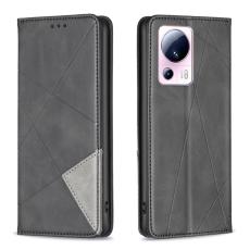  Xiaomi 13 Lite 5G Fodral Geometriskt Flip L&auml;der Svart