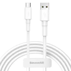 BASEUS BASEUS USB till Micro-USB kabel, 1m, 2.4A - Vit