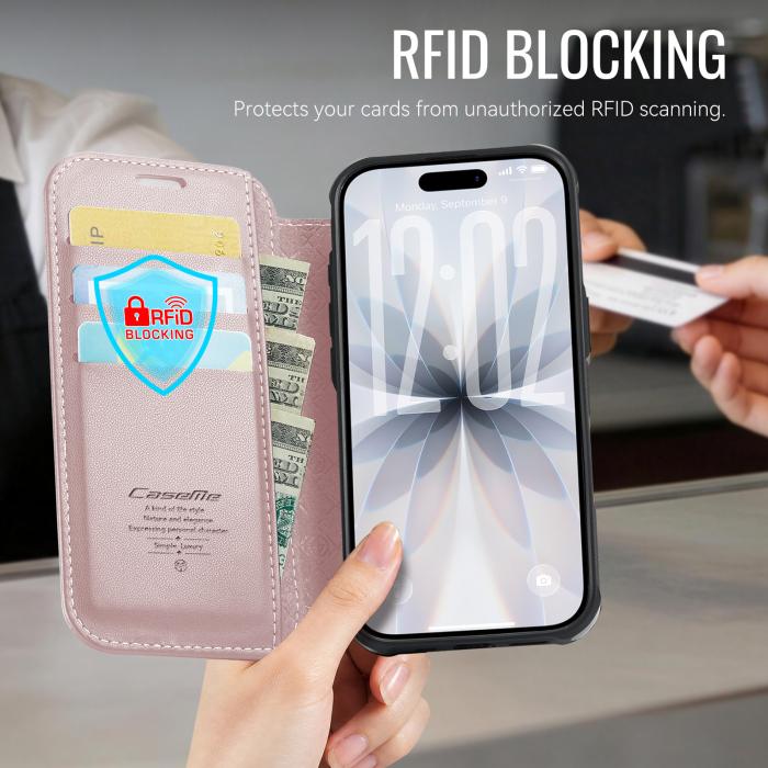 Bild 4, CASEME CASEME iPhone 17 Skal RFID Plånbok Roséguld