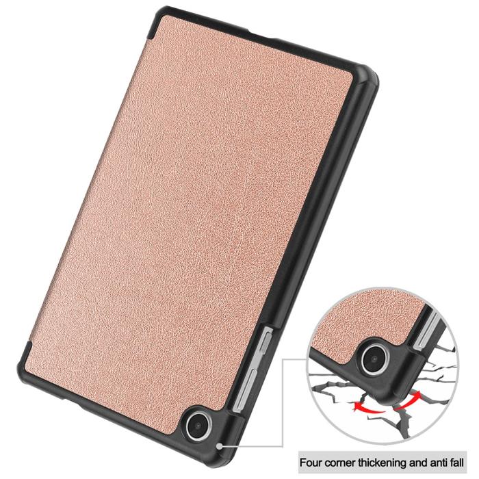 Bild 6,  Lenovo Tab M8 (Gen 4) Fodral Tri-Fold Läder Roséguld