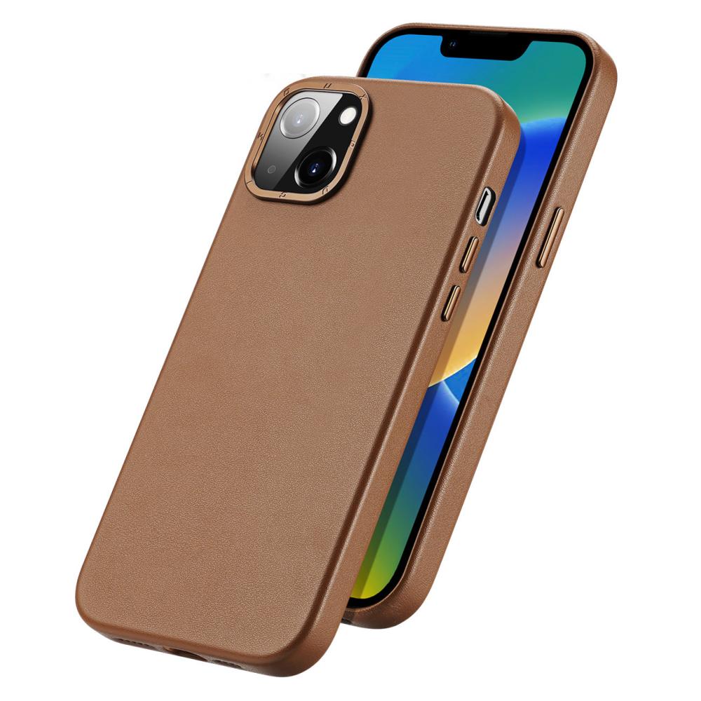 DUX DUCIS DUX DUCIS iPhone 14 Plus Skal MagSafe Grit Läder Brun
