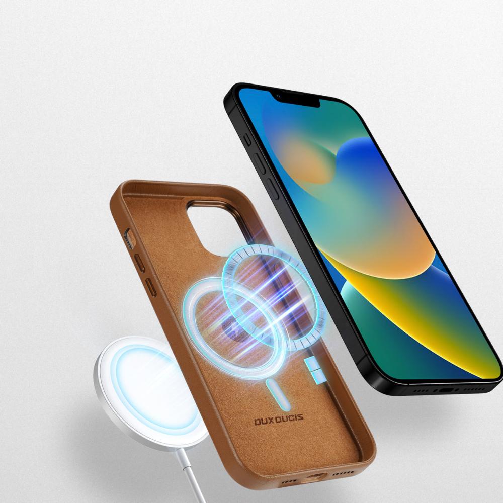 DUX DUCIS DUX DUCIS iPhone 14 Plus Skal MagSafe Grit Läder Brun
