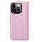  iPhone 13 Pro Fodral Litchi Läder Ljus Rosa