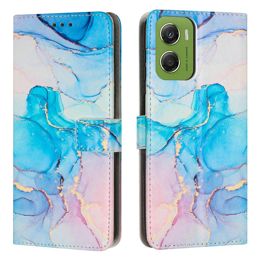  Motorola Moto G06 / G06 Power Fodral läder Marmor Rosa/Grön