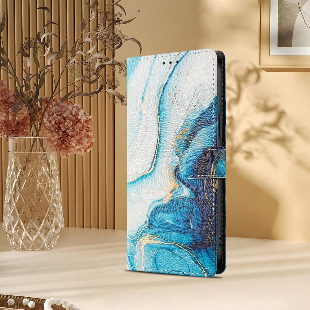  Samsung Galaxy S26 Fodral Med Tryck Blå Marmor