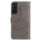  Samsung Galaxy S22 Plus Fodral Fjärilar Tryckt Läder Grå